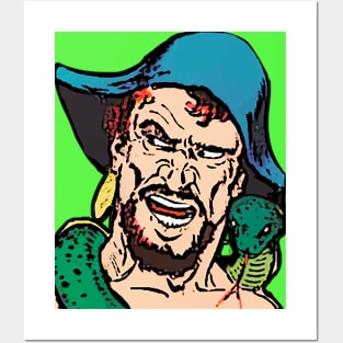 Earring pirate with green snake Posters and Art